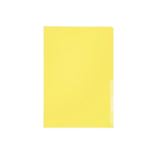 Boite de 100 Pochettes Coins Standard A4 PP Grainée 0,13 mm Jaune Tranlucide LEITZ