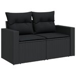 Ensemble de canapés de jardin vidaXL de 11 pièces avec coussins en poly rattan noir et acacia