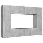 vidaXL Ensemble de meubles TV 8 Pièces Gris béton Bois d'ingénierie