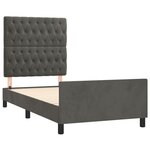 vidaXL Cadre de lit avec tête de lit Gris foncé 90x190 cm Velours