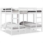 vidaXL Lit superposé triple blanc 140x200/70x140 cm bois de pin massif