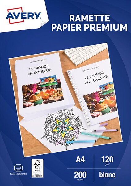 200 feuilles de papier premium 120 g/m²