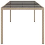 vidaXL Table de jardin Beige 250x100x75 cm Verre trempé et poly rotin