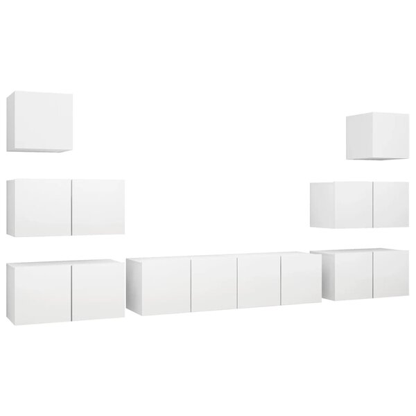 vidaXL Ensemble de meubles TV 8 Pièces Blanc Bois d'ingénierie
