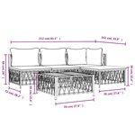 vidaXL Salon de jardin avec coussins 5 Pièces blanc acier