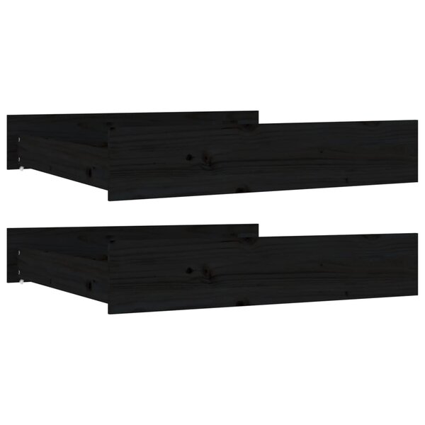 vidaXL Tiroirs de lit 2 Pièces Noir Bois de pin massif