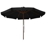 vidaXL Parasol d'extérieur avec mât en bois 330 cm Noir