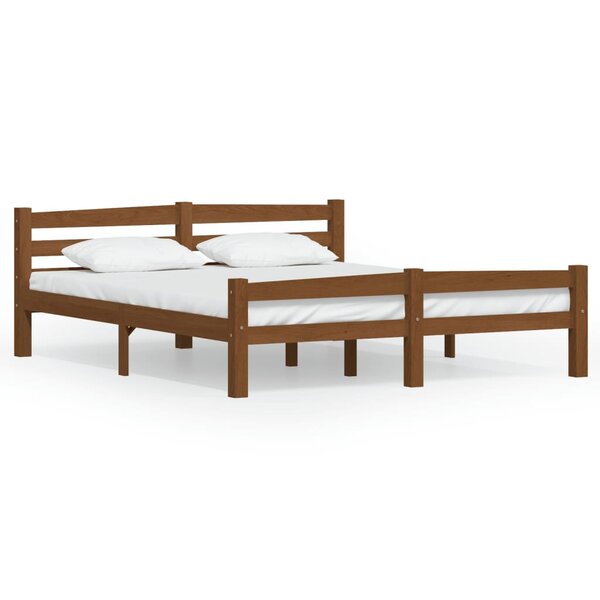 vidaXL Cadre de lit Marron miel Bois de pin massif 160x200 cm