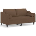 vidaXL Canapé 2 places avec oreillers décoratifs marron 140 cm tissu