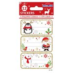 12 étiquettes adhésives de Noël - Père Noël et ses amis
