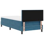 lit boxspring vidaXL avec matelas bleu foncé simple en velours