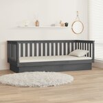 vidaXL Lit de jour Gris 100x200 cm Bois de pin massif