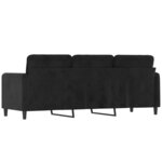 vidaXL Canapé à 3 places Noir 180 cm Velours