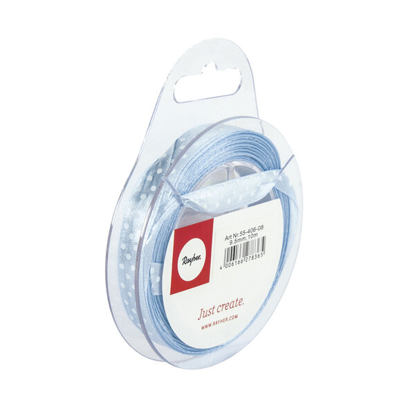 Ruban satin à pois Bleu clair 9 5 mm 10 m