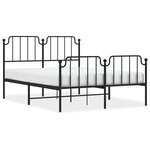 vidaXL Cadre de lit métal avec tête de lit/pied de lit noir 140x190 cm