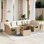 vidaXL Salon de jardin avec coussins 8 Pièces beige résine tressée