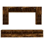 vidaXL Ensemble de meubles TV muraux 8 Pièces et lumières LED chêne fumé