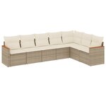 vidaXL Salon de jardin avec coussins 7 Pièces beige résine tressée