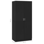 vidaXL Garde-robe Noir 80x52x180 cm Bois d’ingénierie