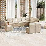 vidaXL Salon de jardin avec coussins 10 Pièces beige résine tressée