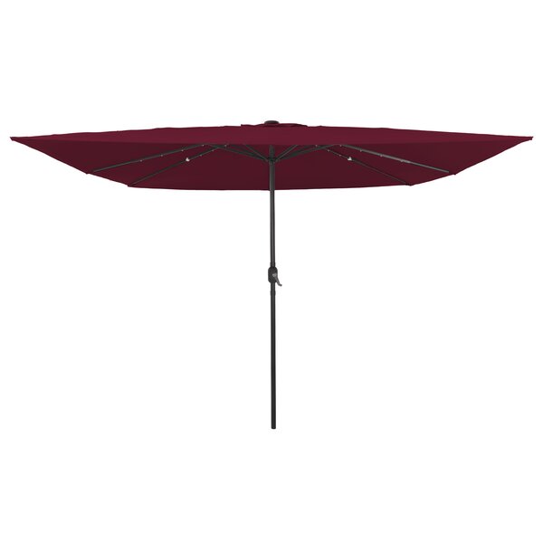 Parasol de jardin carré vidaXL avec LED 295x245 cm Bordeaux
