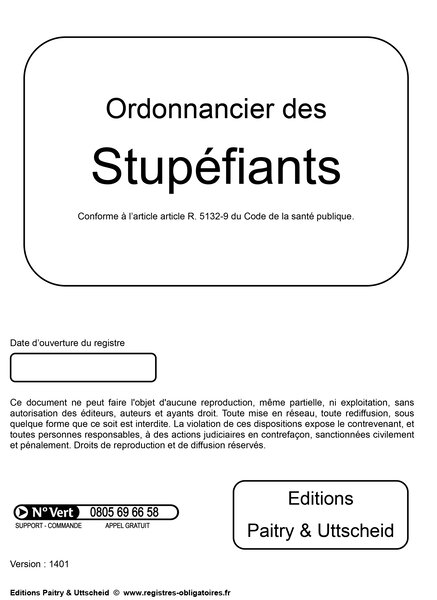 Ordonnancier des stupéfiants 2024 UTTSCHEID
