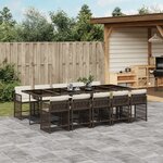 vidaXL Ensemble à manger de jardin et coussins 11 Pièces marron rotin