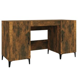 Bureau table poste de travail meuble d'ordinateur informatique étude chêne fumé 140 x 50 x 75 cm bois d'ingénierie brun 02_0023580