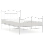 vidaXL Cadre de lit métal avec tête de lit/pied de lit blanc 107x203cm