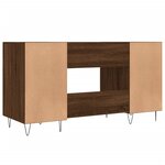 Bureau table poste de travail meuble d'ordinateur informatique étude chêne 140 x 50 x 75 cm bois d'ingénierie brun 02_0023611