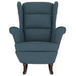 vidaXL Chaise à bascule avec pieds en bois et tabouret Bleu Velours