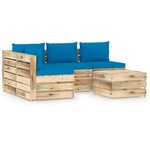 vidaXL Salon de jardin 5 Pièces avec coussins Bois imprégné de vert