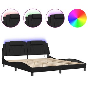 vidaXL Cadre de lit avec lumières LED noir 180x200 cm similicuir