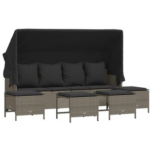 vidaXL Salon de jardin 5 Pièces avec coussins gris clair résine tressée