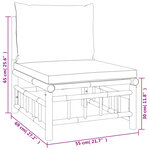 Salon de jardin meuble d'extérieur ensemble de mobilier 8 pièces avec coussins blanc crème bambou 02_0017483