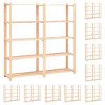 vidaXL Étagères de rangement à 5 niveaux 10Pièces 170x38x170cm Pin 500 kg