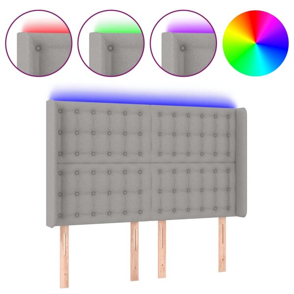 vidaXL Tête de lit à LED Gris clair 147x16x118/128 cm Tissu