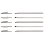 Stylo bille CRISTAL SHINE Pointe Moyenne 1 mm Noir Corps Argent x 5 BIC