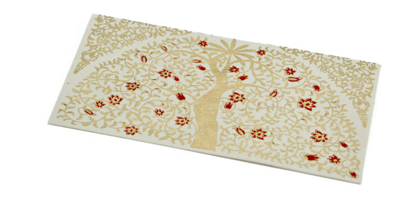PAPERTREE GAIA Lot de 5 Enveloppes cadeau 19*10 Ivoire/Rouge