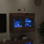 vidaXL Meuble TV mural avec lumières LED chêne fumé 78 5x30x60 5 cm