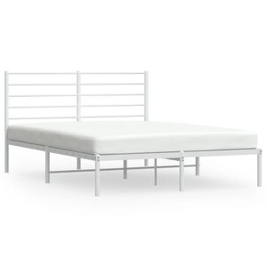 vidaXL Cadre de lit métal avec tête de lit blanc 140x200 cm