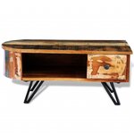 vidaXL Table basse avec pieds en fer Bois massif de récupération