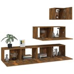 vidaXL Ensemble de meubles TV 4 Pièces Chêne fumé Bois d'ingénierie