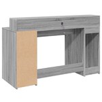 Bureau table poste de travail meuble d'ordinateur informatique étude et lumières LED sonoma 140 x 55 x 91 cm bois ingénierie gris 02_0023807