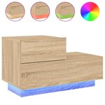 vidaXL Table de chevet avec lumières LED chêne sonoma 70x36x40 5 cm