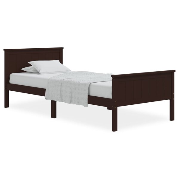 vidaXL Cadre de lit Marron foncé Bois de pin massif 100x200 cm