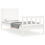 vidaXL Cadre de lit avec tête de lit blanc petit simple bois massif