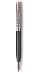 PARKER Sonnet Premium Stylo bille métal et laque Grise or rose Recharge noire pointe moyenne Coffret cadeau