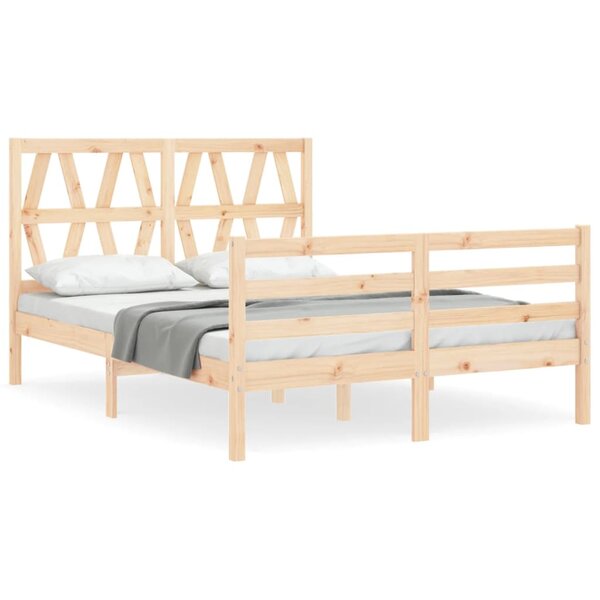 vidaXL Cadre de lit avec tête de lit 140x200 cm bois massif