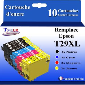 T3AZUR- 10x Cartouches Compatibles avec Epson 29XL 29 XL remplace Epson Expression Home XP-432 XP-435 XP-442 XP-445 XP-452 XP-455